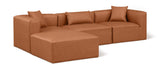 Cube Cognac Vegan Leather Modular Sectional 668Cognac-Sec4A Meridian Furniture