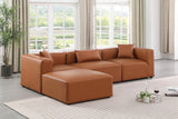 Cube Cognac Vegan Leather Modular Sectional 668Cognac-Sec4A Meridian Furniture