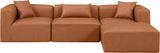 Cube Cognac Vegan Leather Modular Sectional 668Cognac-Sec4A Meridian Furniture