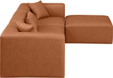 Cube Cognac Vegan Leather Modular Sectional 668Cognac-Sec4A Meridian Furniture