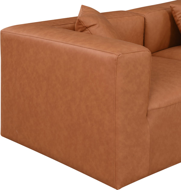 Cube Cognac Vegan Leather Modular Sectional 668Cognac-Sec4A Meridian Furniture