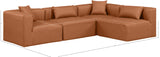 Cube Cognac Vegan Leather Modular Sectional 668Cognac-Sec4B Meridian Furniture