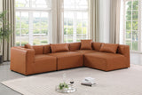 Cube Cognac Vegan Leather Modular Sectional 668Cognac-Sec4B Meridian Furniture