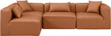 Cube Cognac Vegan Leather Modular Sectional 668Cognac-Sec4B Meridian Furniture