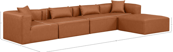 Cube Cognac Vegan Leather Modular Sectional 668Cognac-Sec5A Meridian Furniture