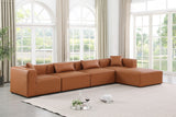 Cube Cognac Vegan Leather Modular Sectional 668Cognac-Sec5A Meridian Furniture