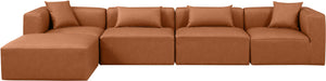 Cube Cognac Vegan Leather Modular Sectional 668Cognac-Sec5A Meridian Furniture