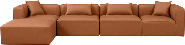Cube Cognac Vegan Leather Modular Sectional 668Cognac-Sec5A Meridian Furniture