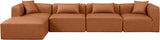 Cube Cognac Vegan Leather Modular Sectional 668Cognac-Sec5A Meridian Furniture