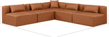 Cube Cognac Vegan Leather Modular Sectional 668Cognac-Sec5B Meridian Furniture