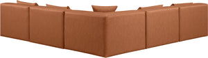 Cube Cognac Vegan Leather Modular Sectional 668Cognac-Sec5B Meridian Furniture