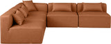 Cube Cognac Vegan Leather Modular Sectional 668Cognac-Sec5B Meridian Furniture