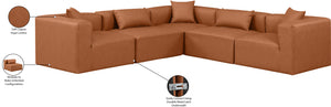 Cube Cognac Vegan Leather Modular Sectional 668Cognac-Sec5C Meridian Furniture