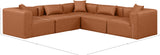 Cube Cognac Vegan Leather Modular Sectional 668Cognac-Sec5C Meridian Furniture