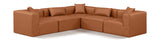 Cube Cognac Vegan Leather Modular Sectional 668Cognac-Sec5C Meridian Furniture