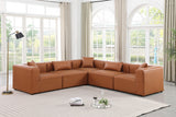 Cube Cognac Vegan Leather Modular Sectional 668Cognac-Sec5C Meridian Furniture