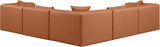 Cube Cognac Vegan Leather Modular Sectional 668Cognac-Sec5C Meridian Furniture