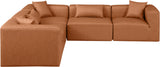 Cube Cognac Vegan Leather Modular Sectional 668Cognac-Sec5C Meridian Furniture