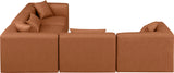 Cube Cognac Vegan Leather Modular Sectional 668Cognac-Sec5C Meridian Furniture