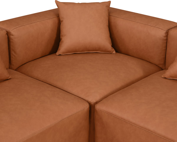 Cube Cognac Vegan Leather Modular Sectional 668Cognac-Sec5C Meridian Furniture