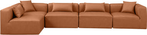 Cube Cognac Vegan Leather Modular Sectional 668Cognac-Sec5D Meridian Furniture