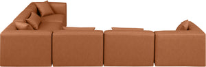Cube Cognac Vegan Leather Modular Sectional 668Cognac-Sec6A Meridian Furniture