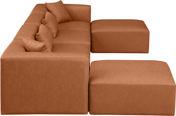 Cube Cognac Vegan Leather Modular Sectional 668Cognac-Sec6B Meridian Furniture