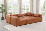 Cube Cognac Vegan Leather Modular Sectional 668Cognac-Sec6C Meridian Furniture