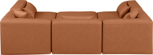 Cube Cognac Vegan Leather Modular Sectional 668Cognac-Sec6C Meridian Furniture