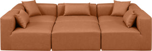 Cube Cognac Vegan Leather Modular Sectional 668Cognac-Sec6C Meridian Furniture