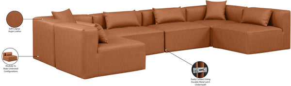 Cube Cognac Vegan Leather Modular Sectional 668Cognac-Sec6D Meridian Furniture