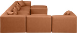 Cube Cognac Vegan Leather Modular Sectional 668Cognac-Sec7A Meridian Furniture