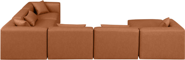 Cube Cognac Vegan Leather Modular Sectional 668Cognac-Sec7A Meridian Furniture
