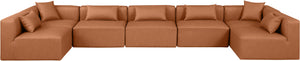 Cube Cognac Vegan Leather Modular Sectional 668Cognac-Sec7B Meridian Furniture