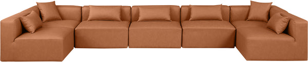 Cube Cognac Vegan Leather Modular Sectional 668Cognac-Sec7B Meridian Furniture