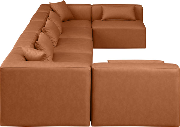 Cube Cognac Vegan Leather Modular Sectional 668Cognac-Sec7B Meridian Furniture