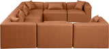 Cube Cognac Vegan Leather Modular Sectional 668Cognac-Sec8A Meridian Furniture