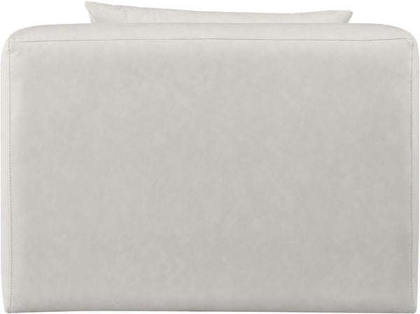 Cube Cream Vegan Leather Armless Chair 668Cream-Armless Meridian Furniture