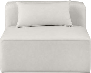 Cube Cream Vegan Leather Armless Chair 668Cream-Armless Meridian Furniture