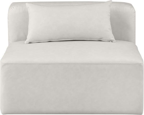 Cube Cream Vegan Leather Armless Chair 668Cream-Armless Meridian Furniture