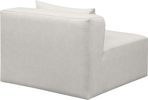 Cube Cream Vegan Leather Armless Chair 668Cream-Armless Meridian Furniture