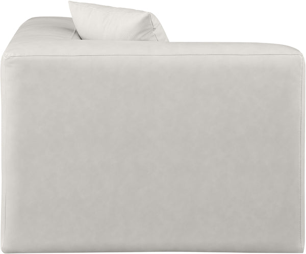 Cube Cream Vegan Leather Corner Chair 668Cream-Corner Meridian Furniture