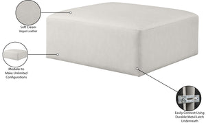 Cube Cream Vegan Leather Ottoman 668Cream-Ott Meridian Furniture