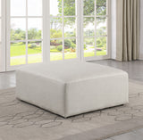 Cube Cream Vegan Leather Ottoman 668Cream-Ott Meridian Furniture