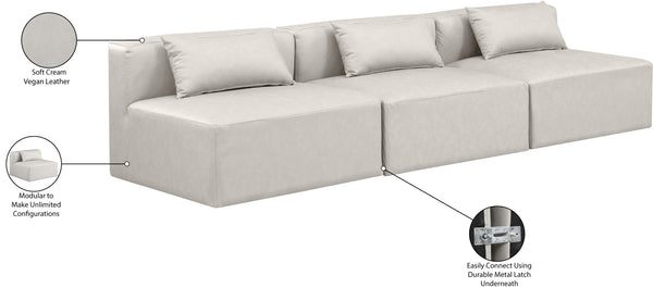 Cube Cream Vegan Leather Modular Sofa 668Cream-S108A Meridian Furniture