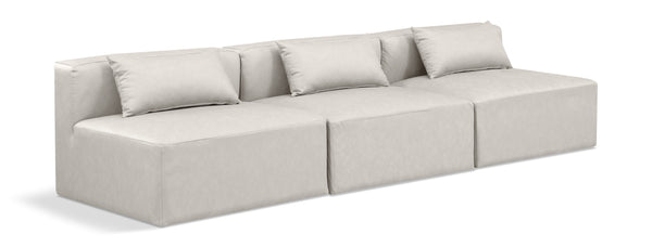 Cube Cream Vegan Leather Modular Sofa 668Cream-S108A Meridian Furniture