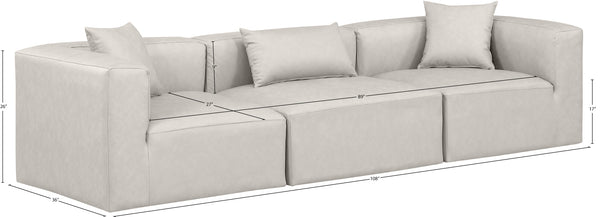 Cube Cream Vegan Leather Modular Sofa 668Cream-S108B Meridian Furniture