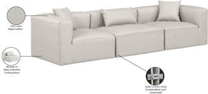 Cube Cream Vegan Leather Modular Sofa 668Cream-S108B Meridian Furniture