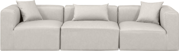 Cube Cream Vegan Leather Modular Sofa 668Cream-S108B Meridian Furniture