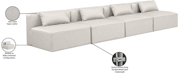 Cube Cream Vegan Leather Modular Sofa 668Cream-S144A Meridian Furniture